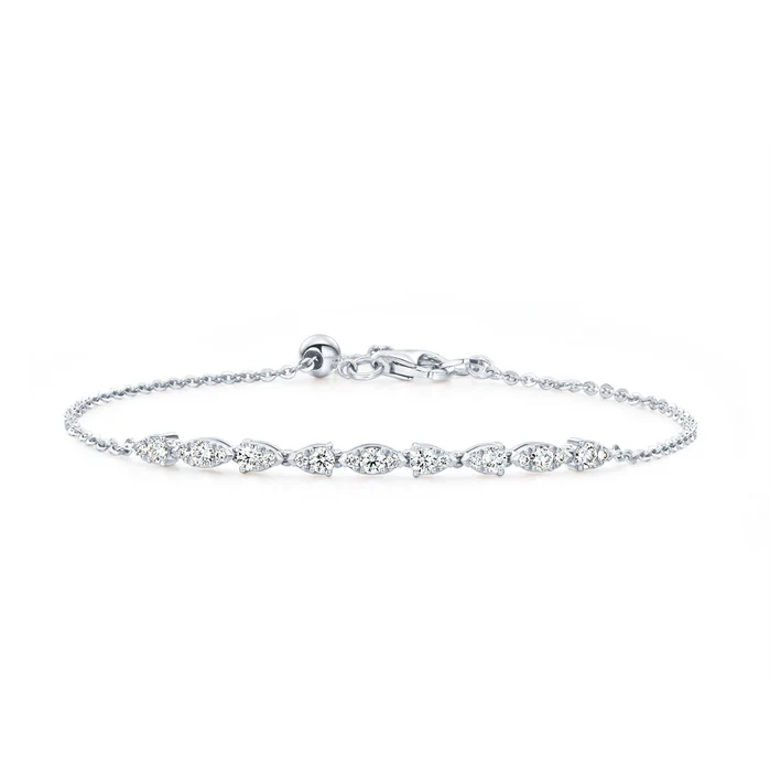 Aerial 0.40-0.46ct Diamond Dewdrop Bracelet in 18K White Gold, 7"