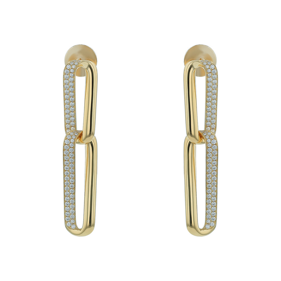 INSIDE/OUT 0.75-0.88ct Diamond Link Drop Earrings in 18K Yellow Gold