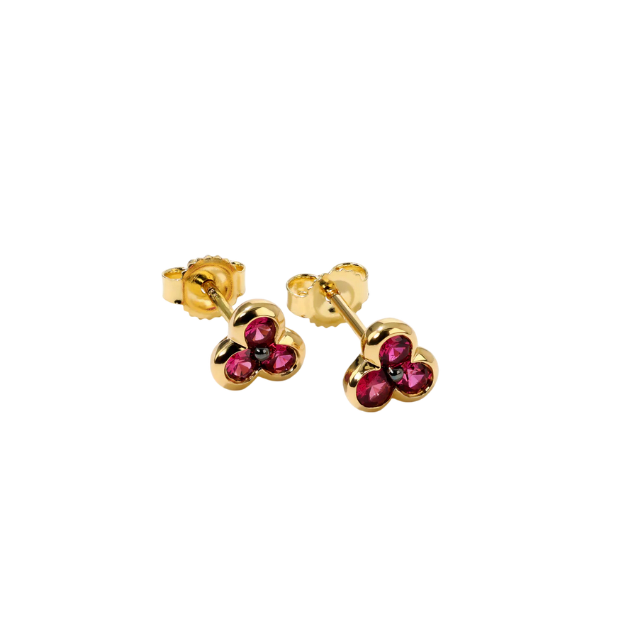 Trinity 0.33ct Ruby Stud Earrings in 18K Yellow Gold