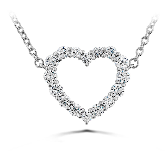 Signature 0.34-0.44ct Diamond Medium Heart Necklace in 18K White Gold, 18"