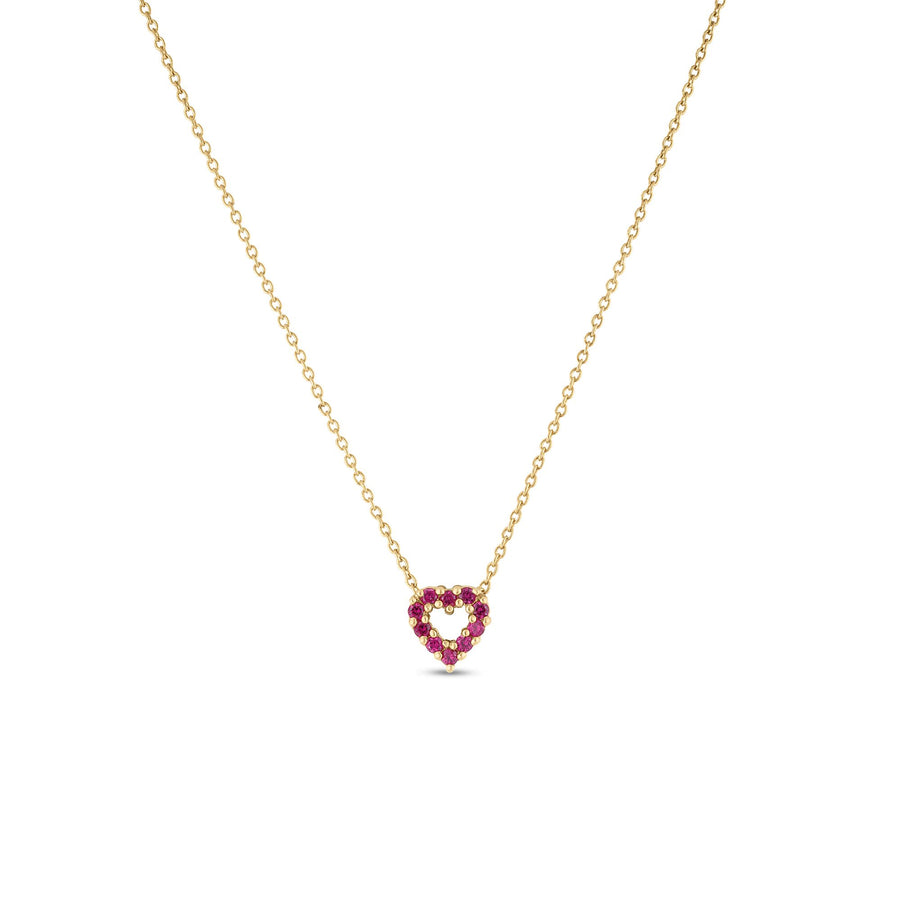 Tiny Treasures 0.10ct Diamond and 0.10ct Rubies Reversible Heart Pendant in 18K Yellow Gold. 16-18" chain