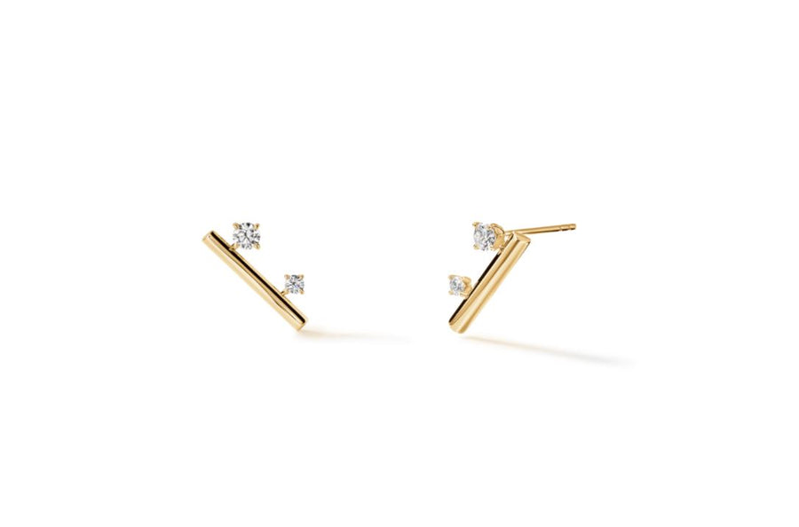 Barre Floating 0.30-0.36Ct Diamond Climber Stud Earrings in 18k Yellow Gold