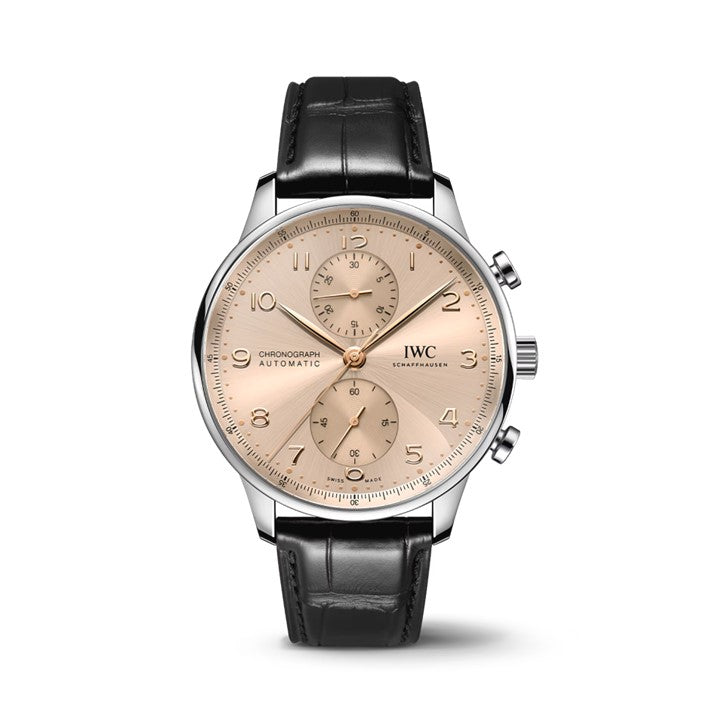 41mm Portugieser Chronograph with Beige Dial and Sub Dials in Stainless Steel, Strap