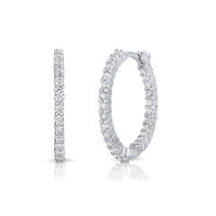 Perfect Diamond 1.00ct Diamond 22mm Hoop Earrings in 18K White Gold
