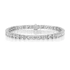 6.94ct Round Brilliant Diamond 4-Prong Tennis Bracelet in 18K White Gold, 7"