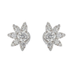 Aerial 1.26-1.32ct Diamond Sunburst Stud Earrings in 18K White Gold, Small