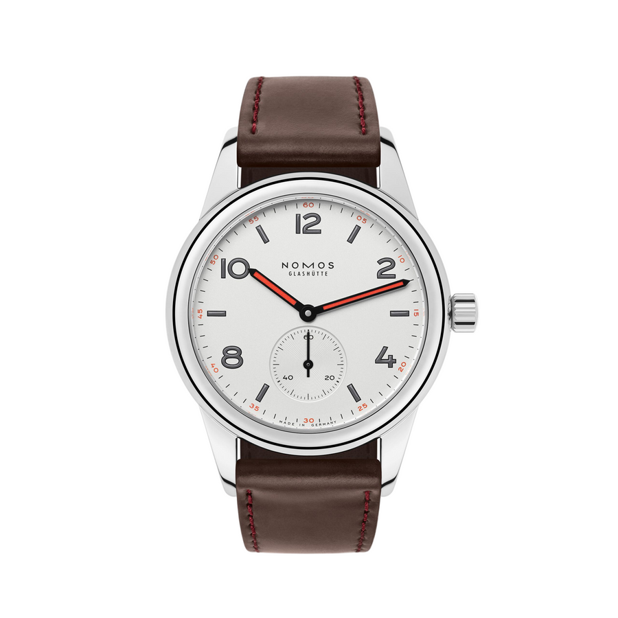 36mm Club Watch with White Dial in Stainless Steel, Strap