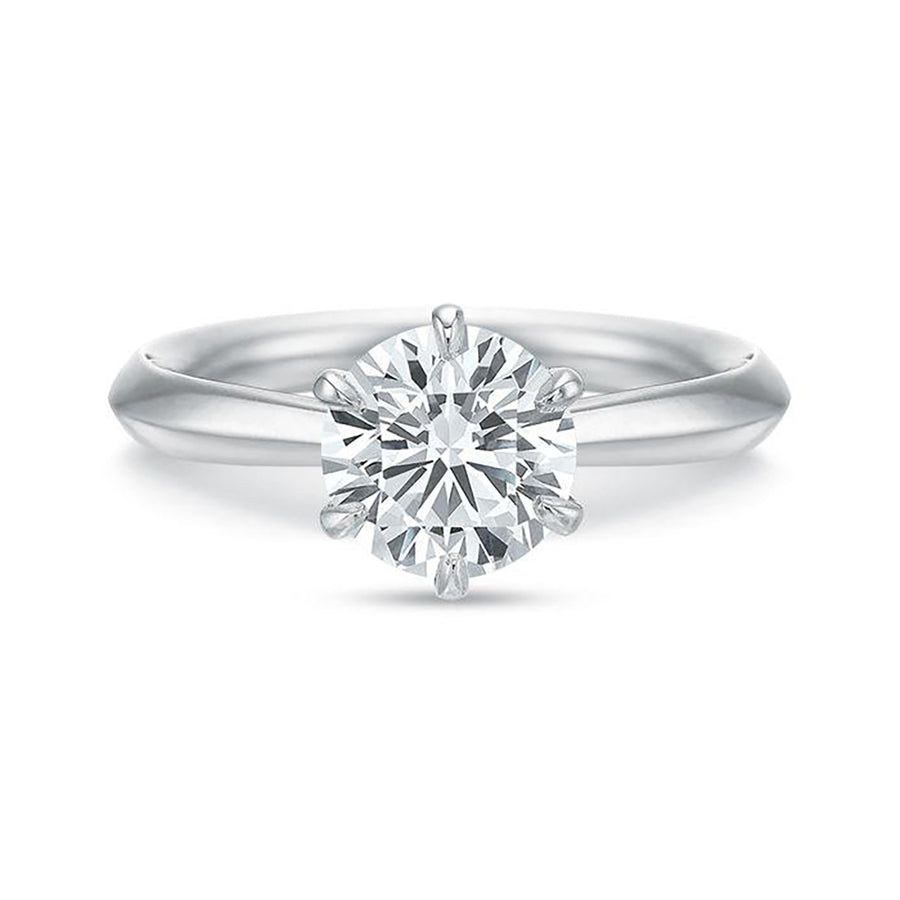 Classic 1.50ct Diamond 6 Prong Solitaire Ring in 18K White Gold and Platinum