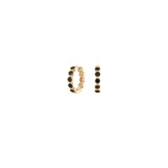 Modern Bezel 0.27ct Black Diamond Bezel Huggie Hoop Earrings in 18K Yellow Gold