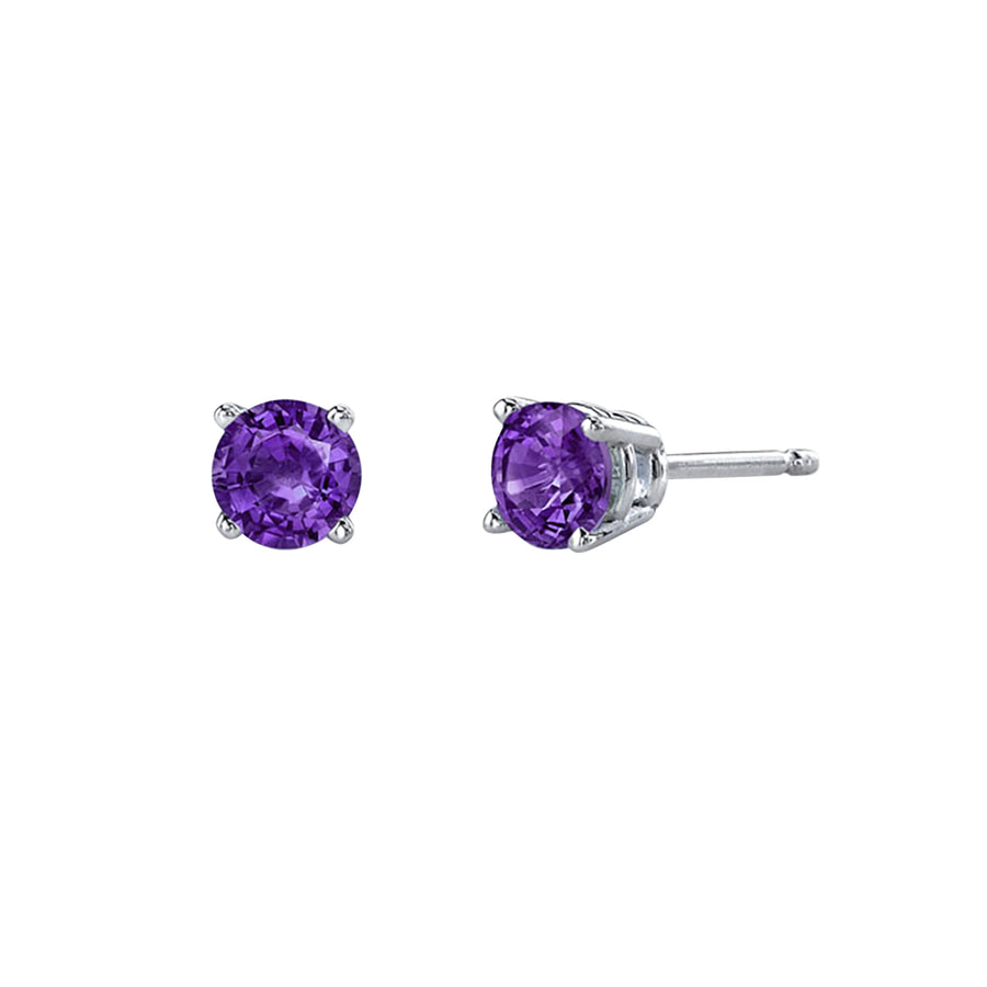 Amethyst 14K White Gold Stud Earrings