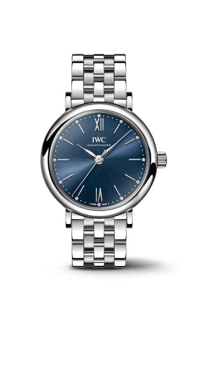 34mm Portofino Watch with Blue Dial in Stainless Steel, Bracelet