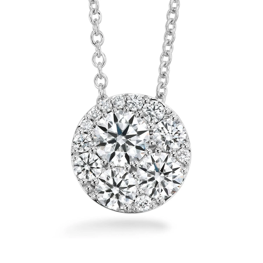 Tessa 1.50-1.57ct Diamond Cluster Pendant in 18k White Gold, 18in