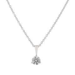 0.50ct Fire & Ice Round Brilliant Diamond Solitaire Pendant in 18K White Gold, 18" chain