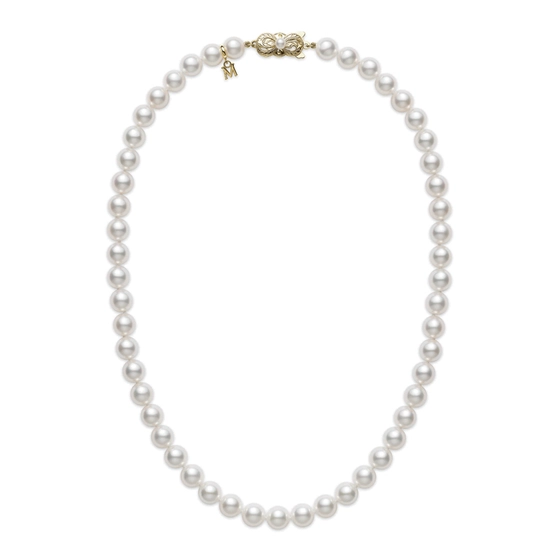 Princess 7x6.5mm A+ Pearl Necklace in 18K Yellow Gold, 18"