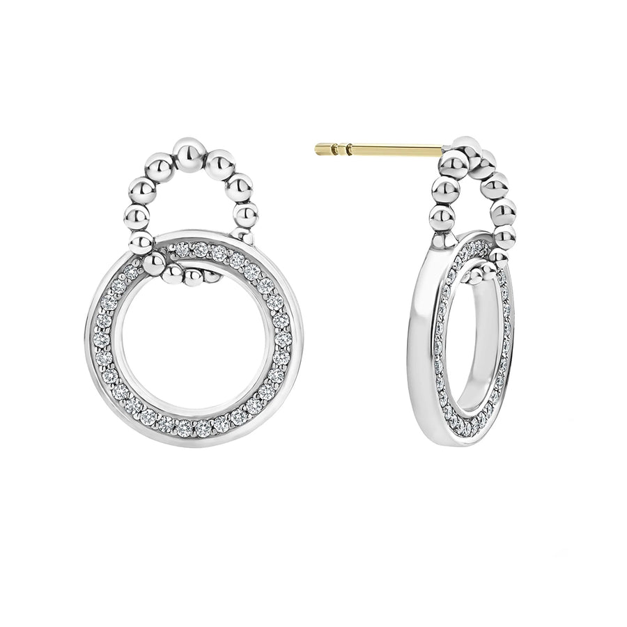 Double Circle Diamond Caviar Earrings