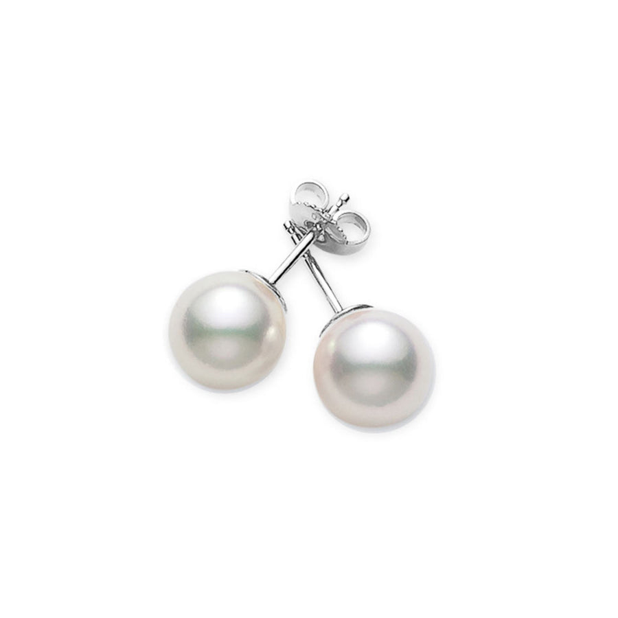 8.825mm A+ Cultured Pearl Stud Earrings in 18K White Gold