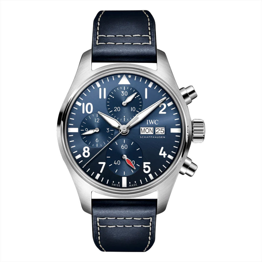 41mm Pilot's Chronograph Watch with Blue Dial in Stainless Steel, Strap