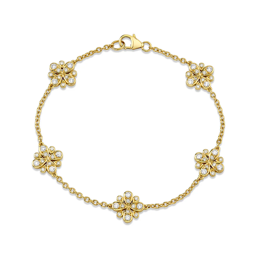 Scallop Jubilee 0.88ct Diamond 5 Station Bracelet in 18K Yellow Gold