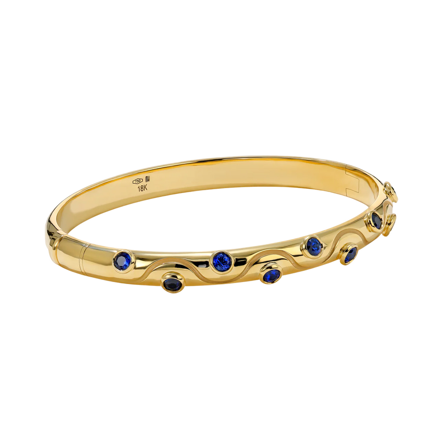 Riva 1.08ct Sapphire Crest Bangle Bracelet in 18K Yellow Gold