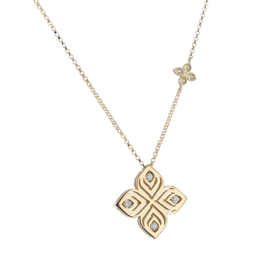 Arabesque 0.10ct Diamond Pendant in 18K Yellow Gold, 17" chain