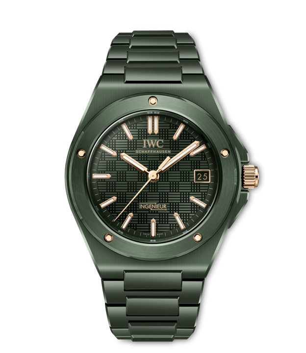42mm Ingenieur Automatic Watch with Green Dial in Ceramic, Bracelet