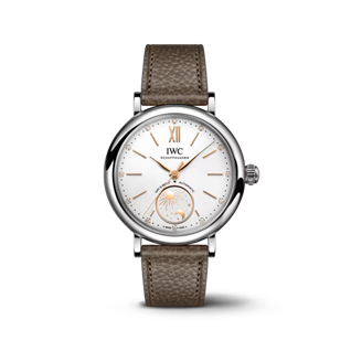 34mm Portofino Automatic Day & Night Watch with Silver Plated Dial in Stainless Steel , Strap