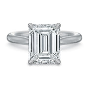 New Aire 0.15ct Diamond Solitaire Ring Semi Mount in Platinum and 18K White Gold Size 6 with 3.00ct Emerald Cut CZ Center