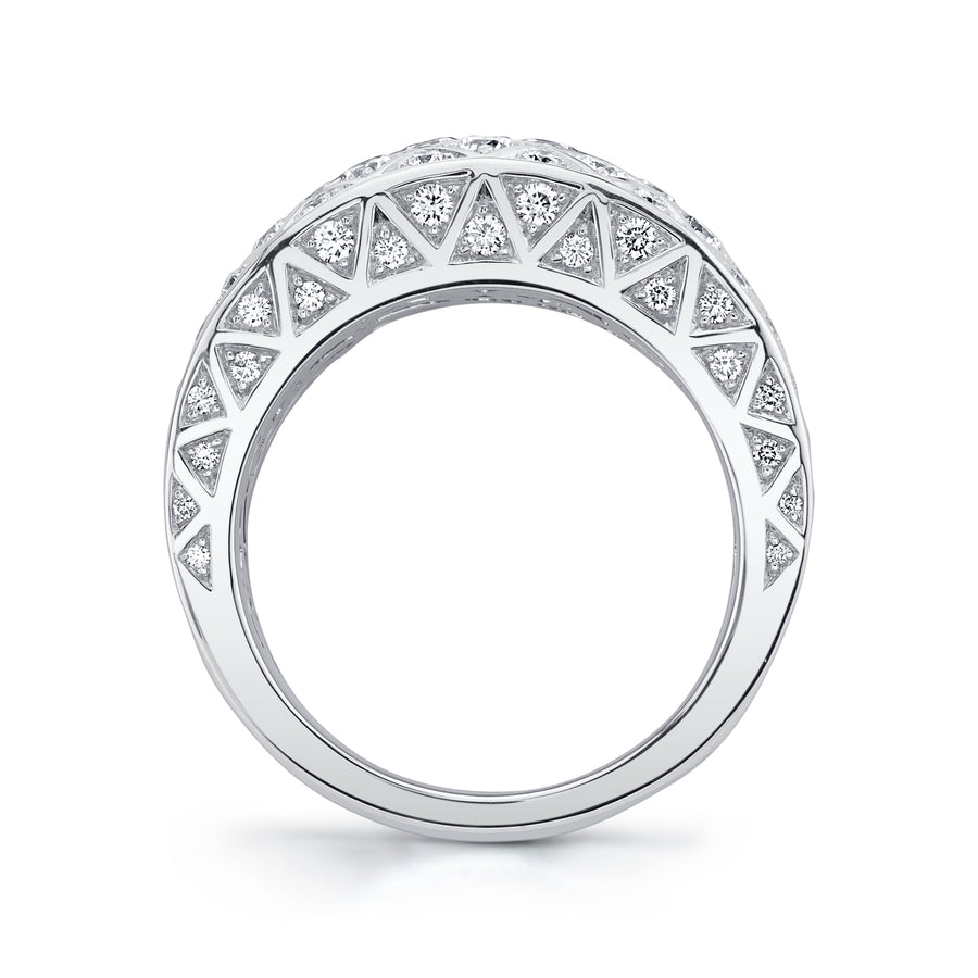 Artisan Pave Modernism 1.70ct Round Diamond Criss Cross Band in 18K White Gold