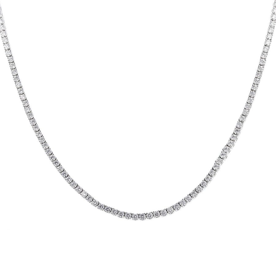 Uniform 14.45-15.15ct Diamond 4-Prong Line Necklace in 18K White Gold, 16"