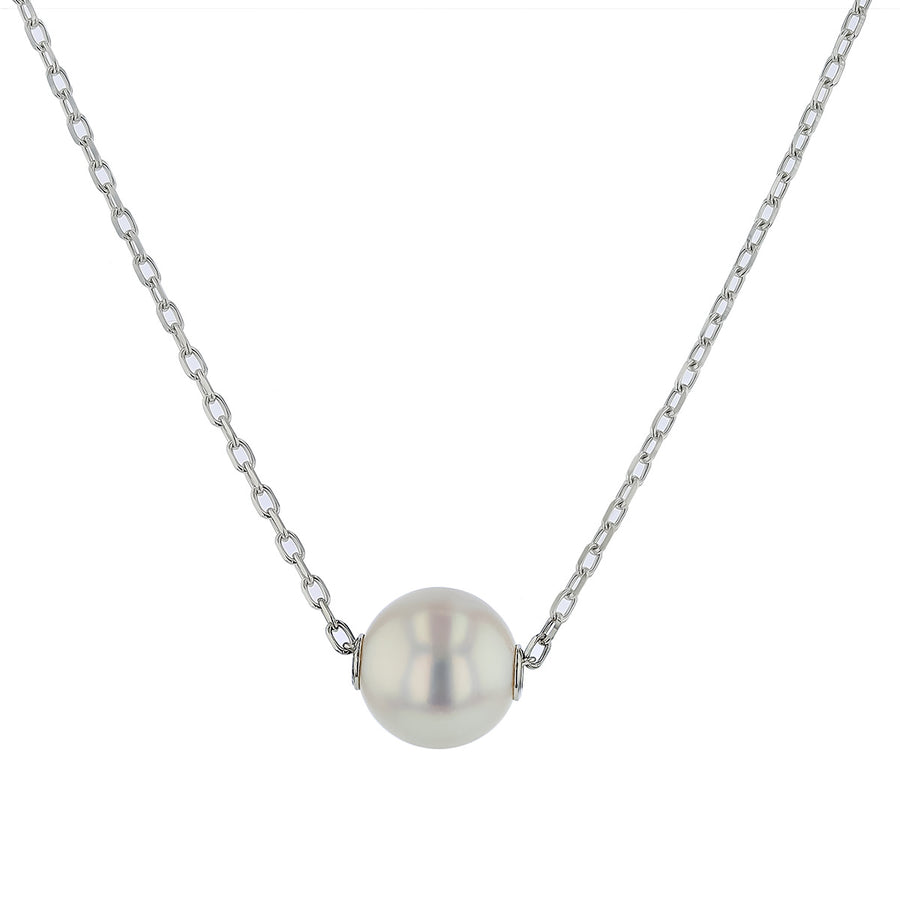 8mm A+ Akoya Pearl Pendant in 18K White Gold, 18" chain