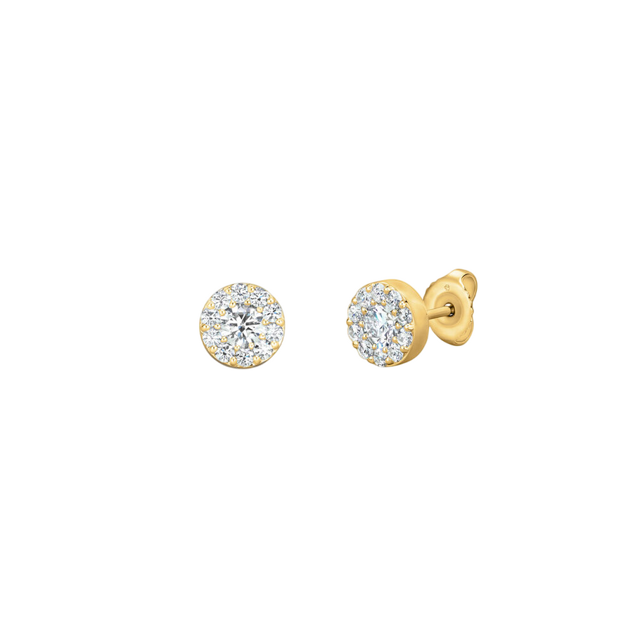 Fulfillment 1.90-2.10ct Diamond Halo Stud Earrings in 18K Yellow Gold