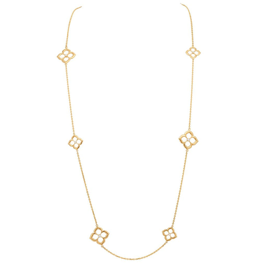 Lotus Fluer 1.12ct Diamond Station Necklace in 18K Yellow Gold, 34"