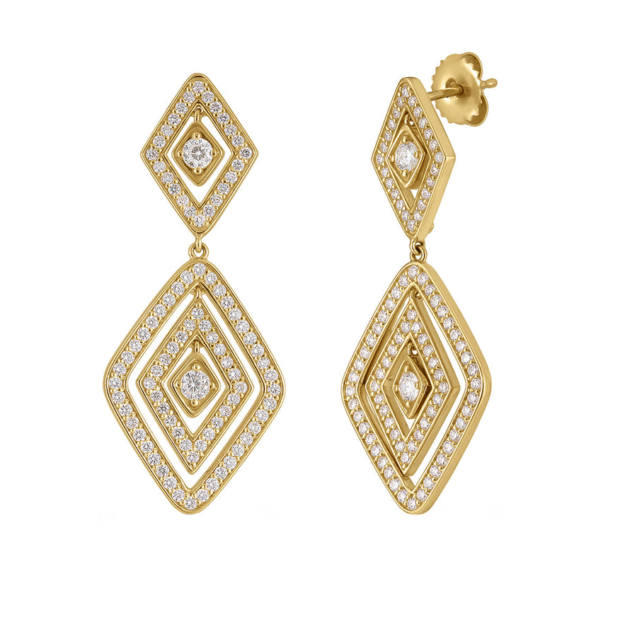 Diamante 1.95ct Diamond Drop Earrings in 18K Yellow Gold