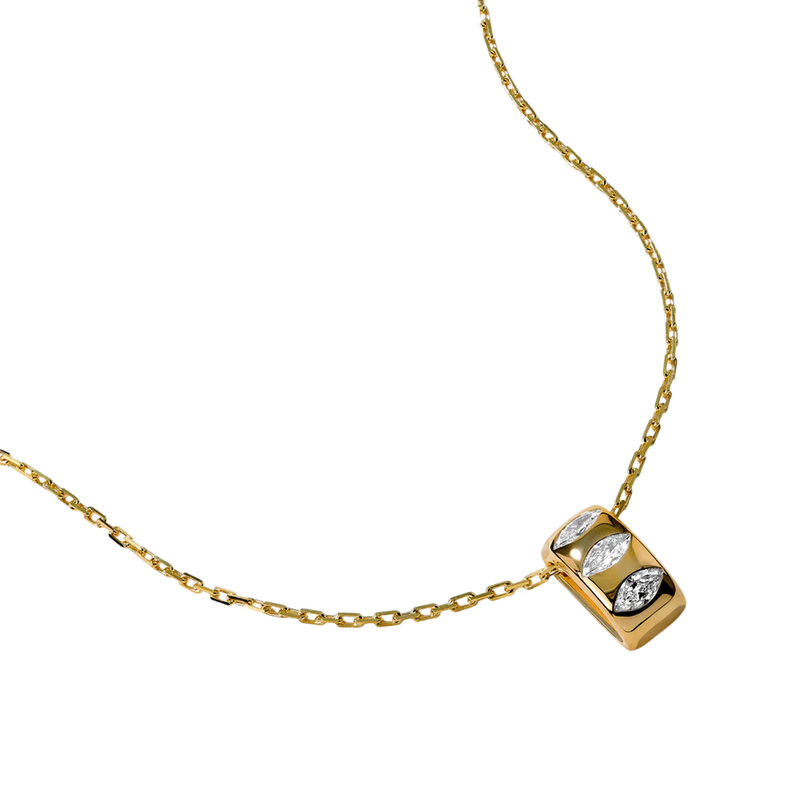 Guardian 0.37ct Marquise Diamond 3 Stone Pendant in 18K Yellow Gold, 18" chain