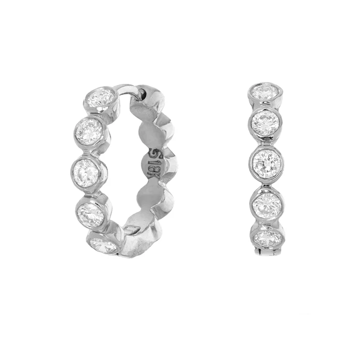 Modern Bezel 0.25ct Diamond Bezel Hoop Earrings in 18K White Gold