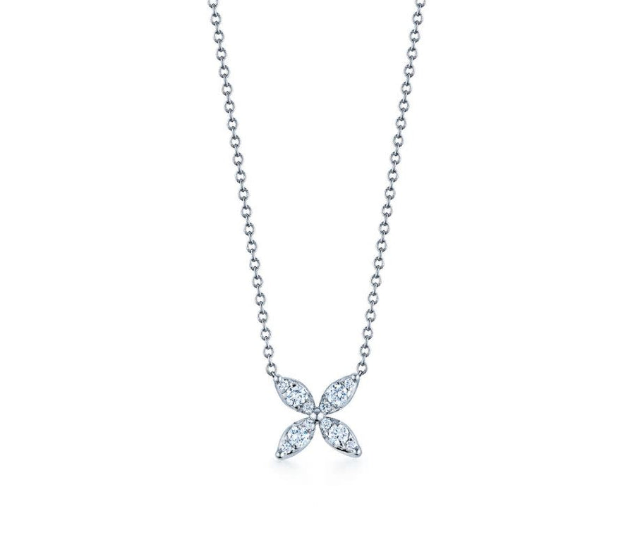 Sunburst 0.18ct Diamond X Necklace in 18K White Gold, 18"