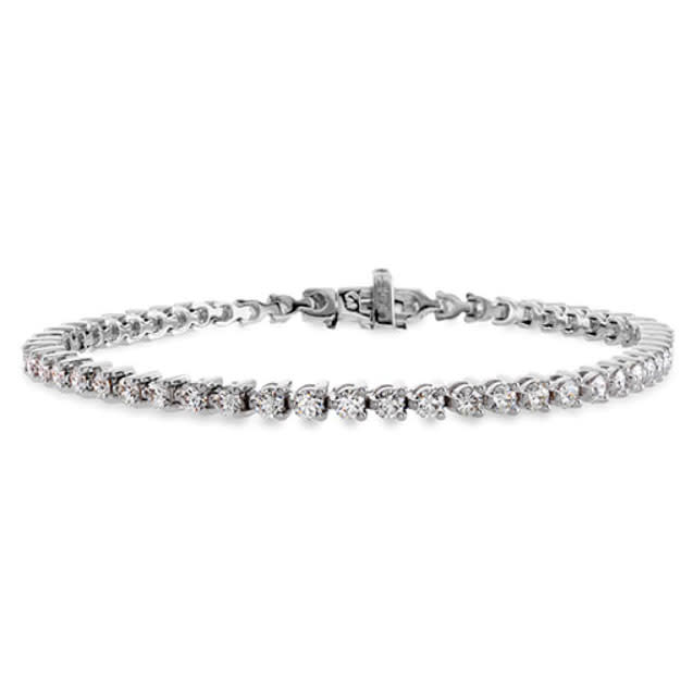 Temptation 2.90-3.04ct Diamond 2.5mm 3 Prong Bracelet in 18K White Gold