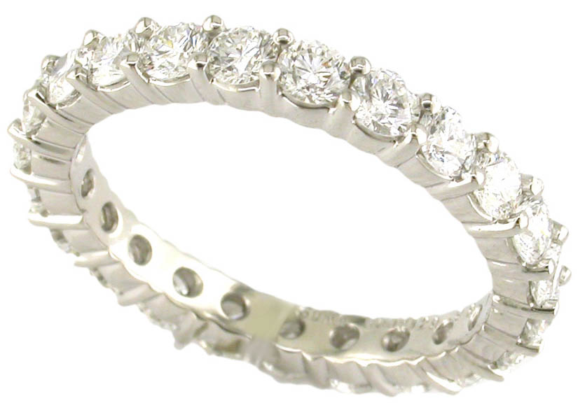 1.89ct Diamond 2 Prong Wedding Band in Platinum, Size 6.5