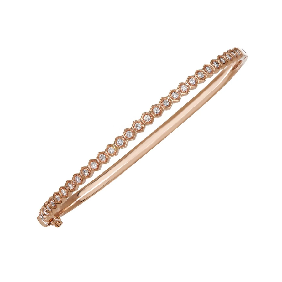 Regency 0.50ct Diamond Hexagon Bezel Bangle Bracelet in 18K Yellow Gold