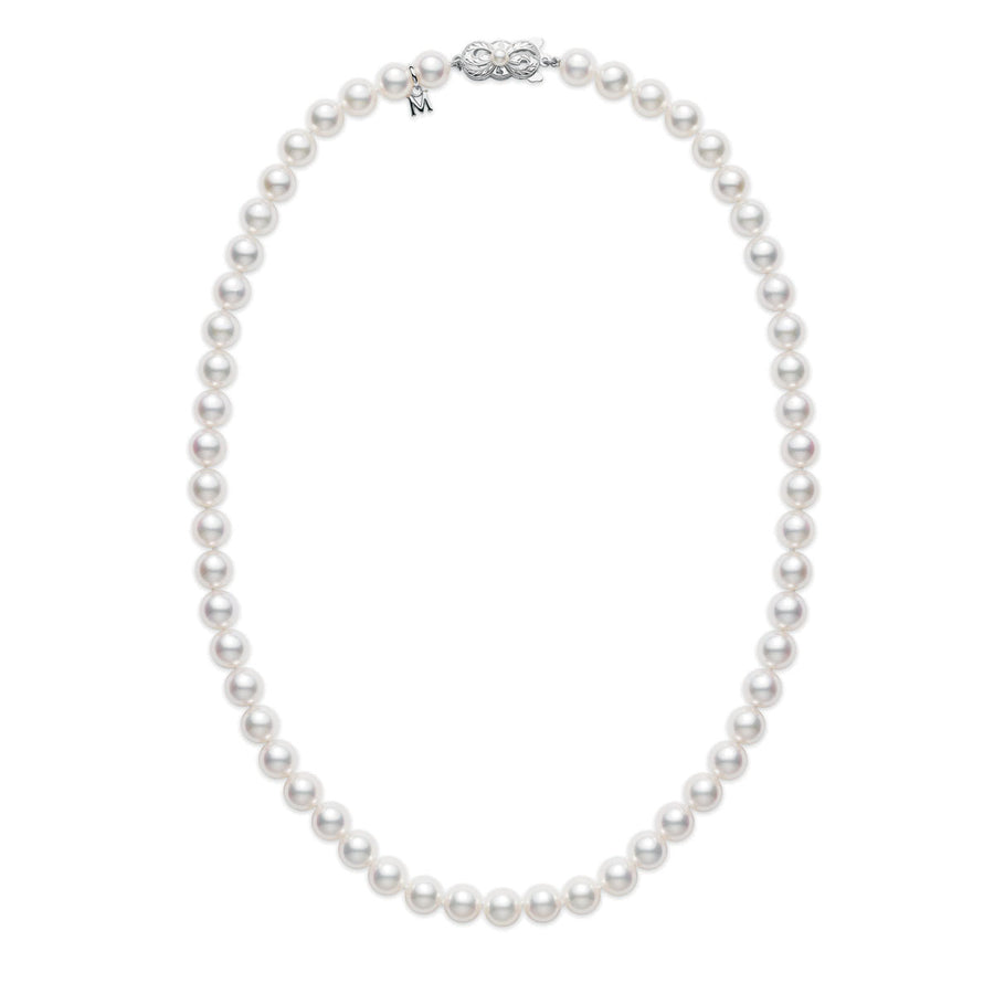 Matinee 7x7.5mm A Akoya Pearl Necklace in 18K White Gold, 20"