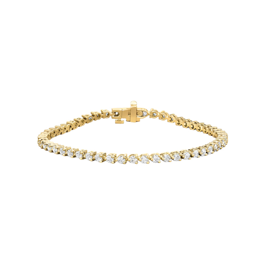 Temptation Round Diamond 3 Prong Line Bracelet in 18K Yellow Gold