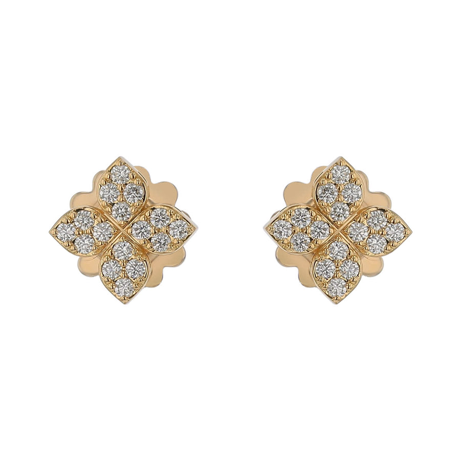 Love in Verona 0.38ct Diamond Flower Studs Earrings in 18K Yellow Gold