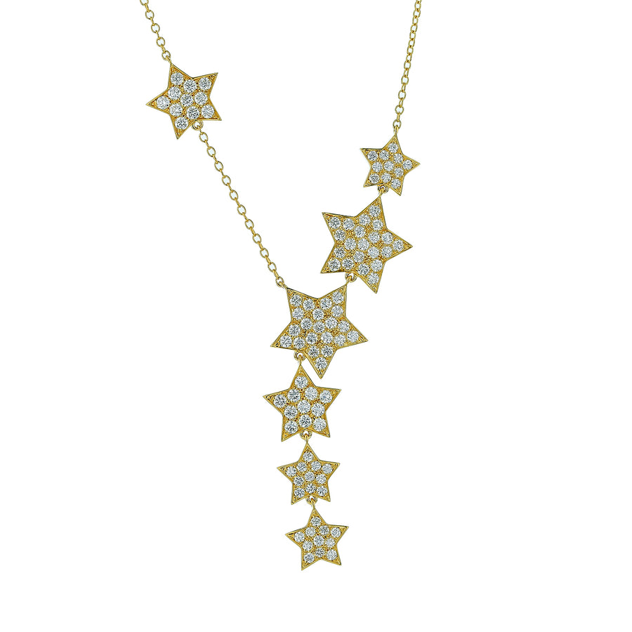 1.66ct Diamond Star Cluster Necklace in 18K Yellow Gold, 18"