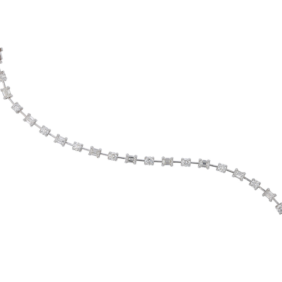 5.51ct Alternating Diamond Bar Bracelet in 18K White Gold, 7"