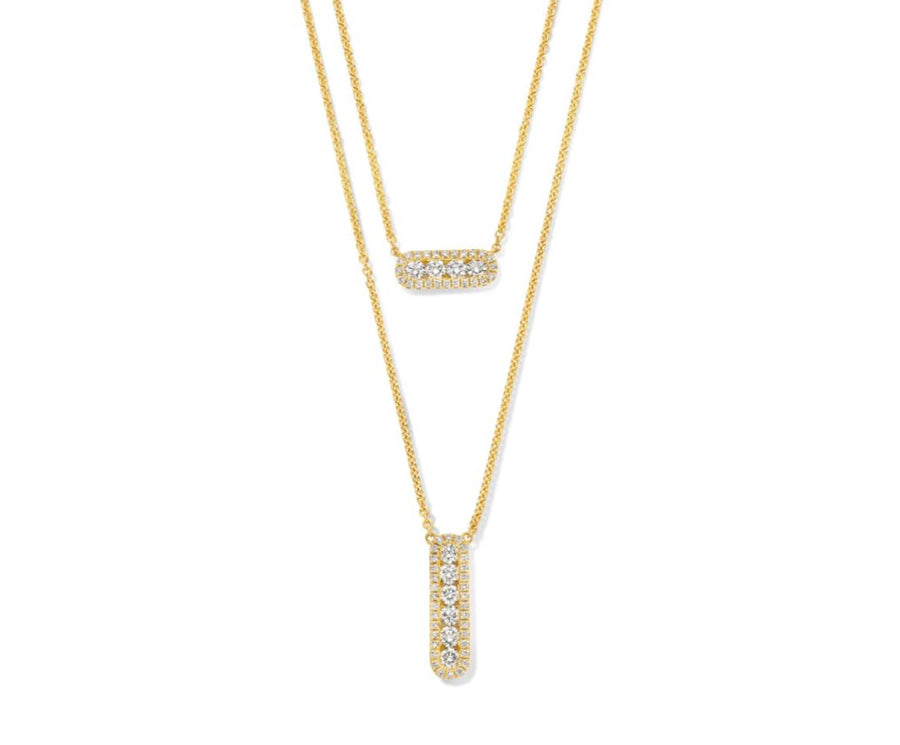 Sparkling 0.85ct Diamond Layered Necklace in 18K Yellow Gold, 18" chain