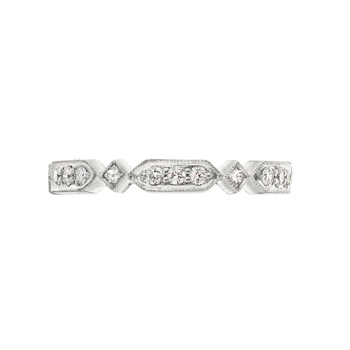 Charlotte 0.41ct Round and Princess Cut Diamond Eternity Band in 18K White Gold, Size 7