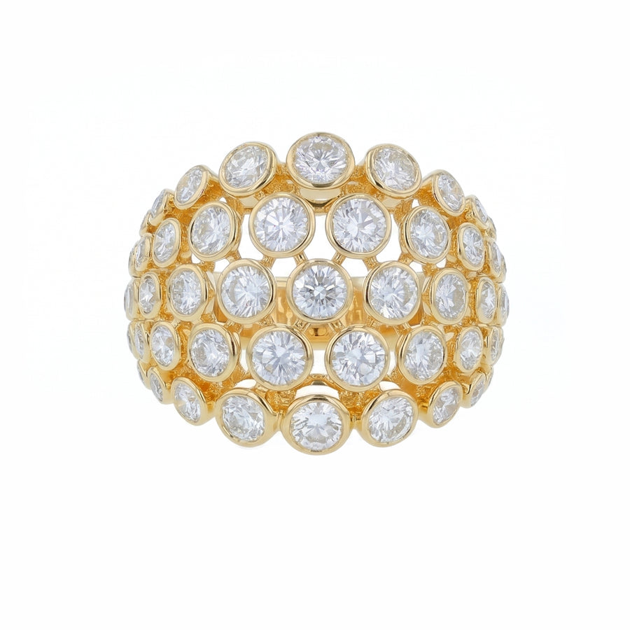 3.08ct Round Diamond 5 Row Ring in 18K Yellow Gold, size 6.5
