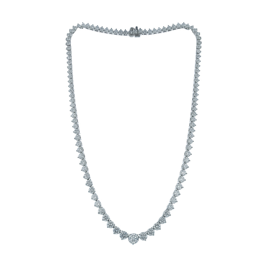18.68ct Diamond Graduated 3 Prong Riviera Necklace in Platinum