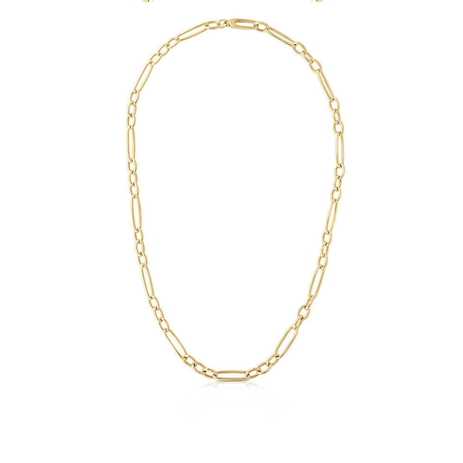 Designer Gold Alternating Oval Link Chain in 18K Yellow Gold, 18"