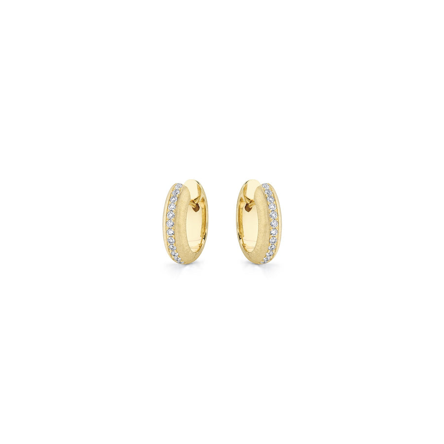 Diamond Convex Hoop Earrings in 18K Yellow Gold